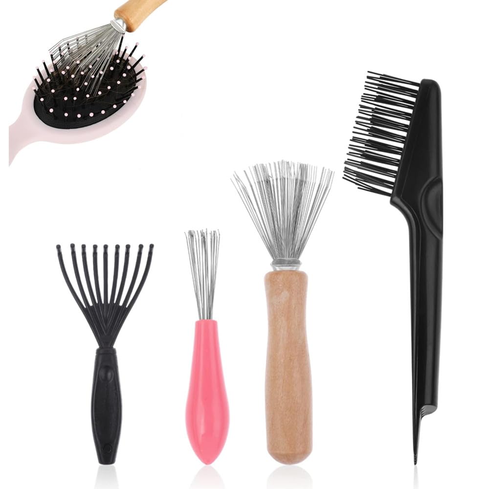 Strumento Pettine di Pulizia,4 Pezzi Spazzola per Capelli Spazzola per La Pulizia Strumento di Pulizia per Pulizia dei Capelli Mini Strumento per Rimuovere Capelli,Polvere,Sporco