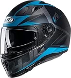 Kratzfestes Visier : Ja HJC Helmets Herren Nc Motorrad Helm, Schwarz/Blau, M