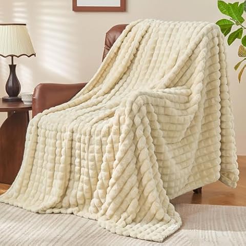 BEDELITE Beige Throw Blanket Twin Size Cover