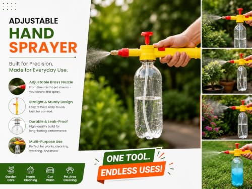 Image of Purna SAMADHAN Adjustable Hand Sprayer with Brass Nozzle | Plastic & Brass Construction | Multipurpose Spray Pump for Plants, Gardening, Pesticide Application & Cleaning Tasks