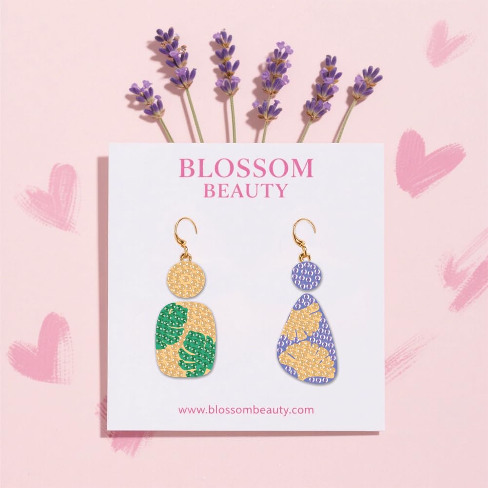 beinkmake 12 Paar Boho-Pflanzen-Diamant-Ohrringe, 5D-Ohrring-Bastelset, Blattblumen-Schmuck, DIY-Diamantkunst-Ohrring-Set für Erwachsene, Kunsthandwerk, einzigartige handgefertigte Geschenke
