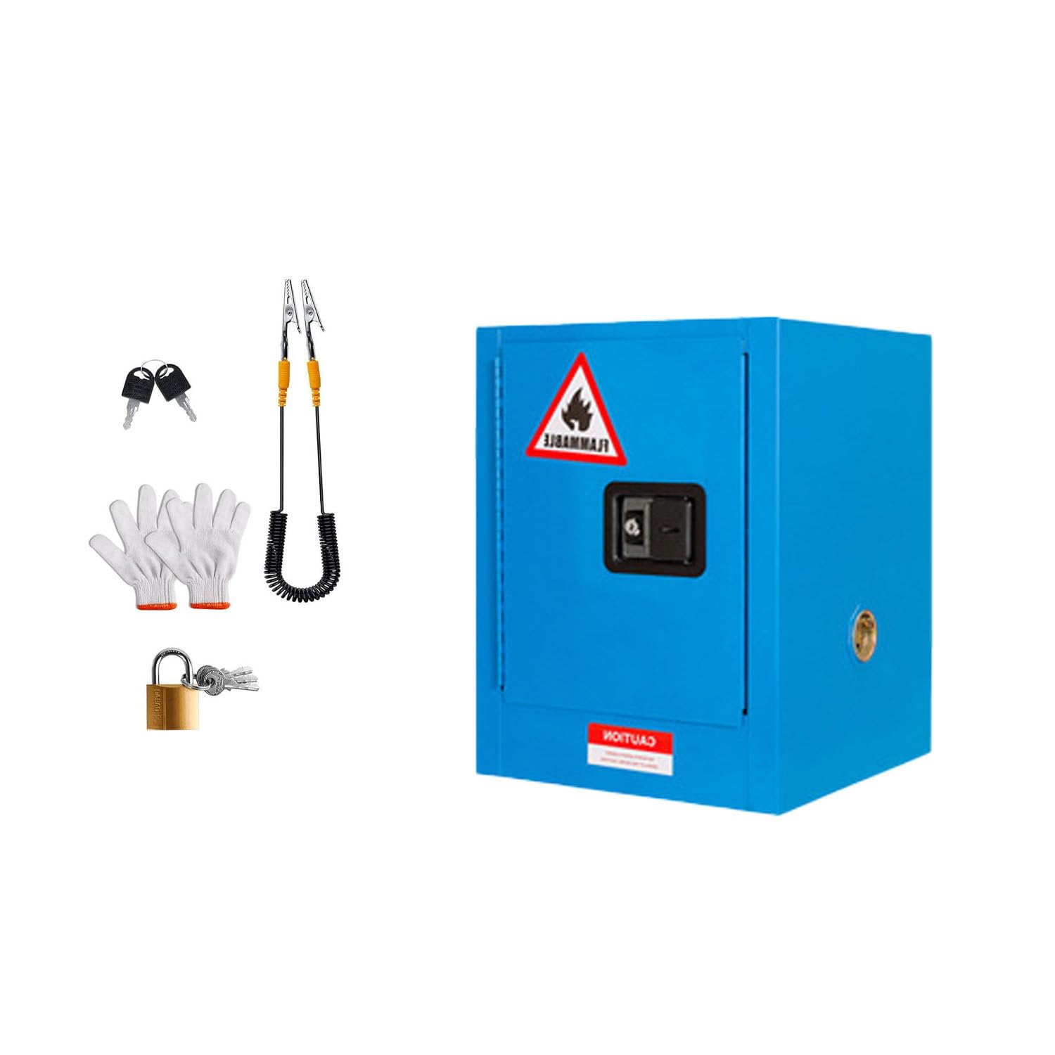 Jxyq Blue Flammable Safety Cabinet For Combustible Liquid Storage, Fireproof Steel Construction, Lockable Design, Adjustable Shelf
