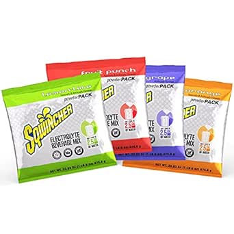 Sqwincher Powder Pack, Assorted Flavor Electrolyte Drink Concentrate, 23.83 oz Packet (Pack of 32)