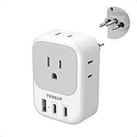 Vista 9 de TESSAN Adaptador de enchufe de viaje para Italia, adaptador tipo L para viaje con 4 tomacorrientes, 3 USB (2 USB-C), adaptador de corriente para EE.