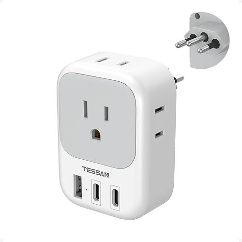 Miniatura 12 de TESSAN Adaptador de enchufe de EE. UU. a Japón Adaptador de enchufe de 2 clavijas a 3 clavijas con 4 tomas de corriente 3 USB (2 USB-C), convertidor