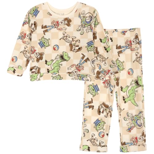 Image of Disney Boys' Loungewear Waffle Knit Sweatshirt and Pants Set for Baby & Kids