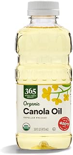 365 by Whole Foods Market Organic Canola Oil, 16 Fl Oz - Chemical-Free, High Smoke Point 450°F for Cooking, Baking & Grilling