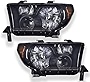 PIT66 Headlights, Compatible with 07-13 Toyota Tundra/08-17 Toyota Sequoia Passenger Side Headlamps Assembly Left & Right Smoke Lens Black Housing Amber Reflector