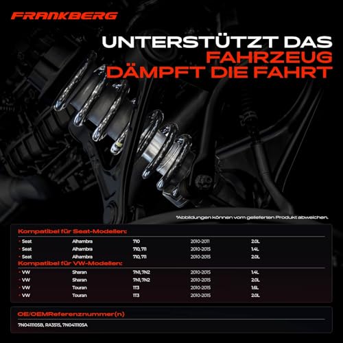 Frankberg 2x Federn Fahrwerksfeder Vorderachse Links Rechts Kompatibel mit A-l-h-a-m-b-r-a 2010-2015 S-h-a-r-a-n 2010-2015 T-o-u-r-a-n 2010-2015 Replace# 7N0411105A