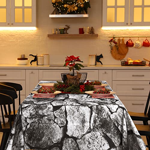 4 Pieces Stone Wall Tablecloths Halloween Table Covers Disposable Plastic Tablecloths 108 X 54 Inch Medieval Party Decorations Brick Pattern Table Cloth Stone Table Decor For Theme Party (Stone Style) #TOP6