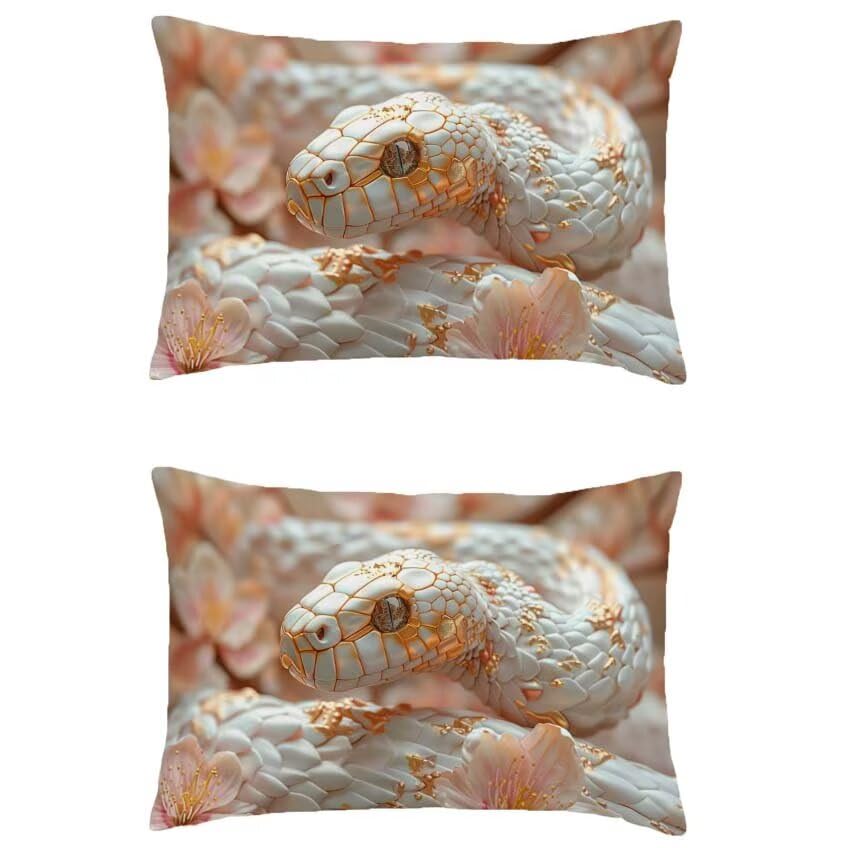 Housse coussin extérieur pour patio et jardin, grand modèle 70x90cm en lin motif fleur serpent