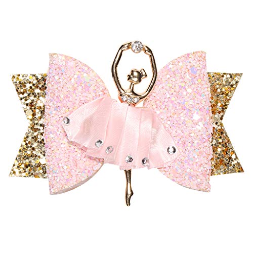 CEEBOO Simdoc Ballerina Glitter Hair Bow Sparkly Sequin Alligator Hair Clip Hair Barrettes Accessory for Girls Toddlers Kids Teens