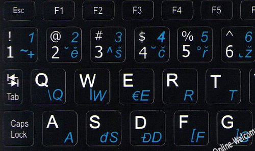 Pegatinas para Teclado Mini Checo-Inglés Fondo Negro miniatura 3