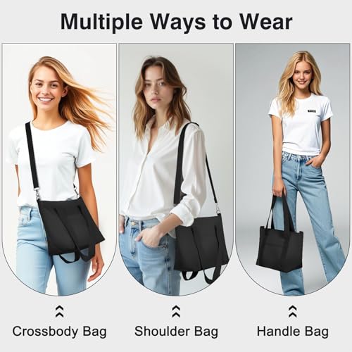 Image of Geestock Small Tote Bag for Women Small Tote Bag with Zipper, Lightweight Nylon Crossbody Totes Purses Shoulder Handbags