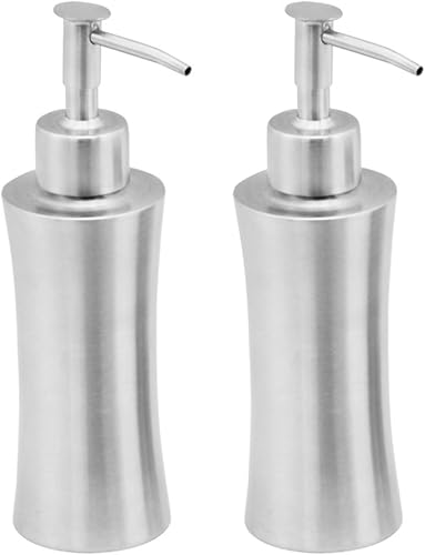 Juego de dispensador de jabón, botella de jabón de acero inoxidable 304 de níquel cepillado para baño, cocina, capacidad de 11.8 onzas, a prueba de