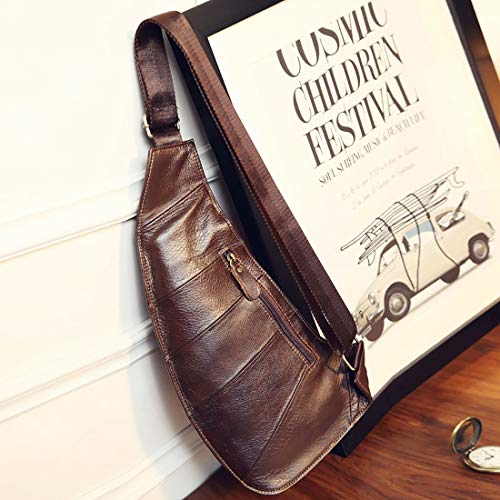 Kpywzer BL000 Vintage Leather Sling Bag Bags For Men Women Backpack Shoulder Messenger Crossbody Outdoor Travel Hiking Camping Tactical Chest Pack Daypack Brown thumb #3