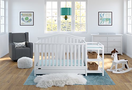 Graco Solano 4-In-1 Convertible Crib With Drawer And Changer (White) - Jpma-Certified Crib And Changer & Premium Foam Crib & Toddler Mattress – Greenguard Gold And Certipur-Us Certified #TOP3