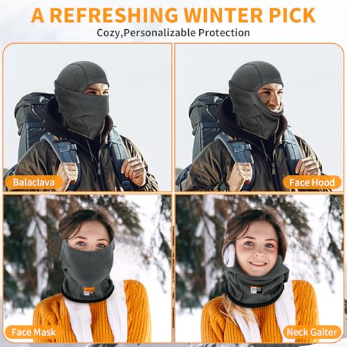 Image of FR Face Mask for Men CAT2 Fleece Welding Balaclava Hood Accessories Flame Resistant Neck Covering Head Protector Gear Grey