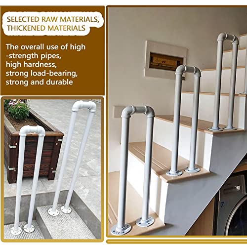 Rampe d'escalier blanche de 45cm pour marches en béton ou bois extérieur