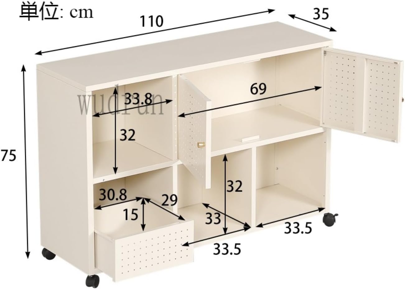 キャビネット スチール サイドボード キャスター付き メタル 金属製 おしゃれ リビング モダン 棚 スチールチェスト 書類 韓国イ