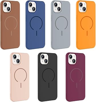 Kilifplus Apple iPhone 13 ile Uyumlu Kılıf Renkli M-Safe Kablosuz Şarj Özellikli Silikon Kapak - Mürdüm