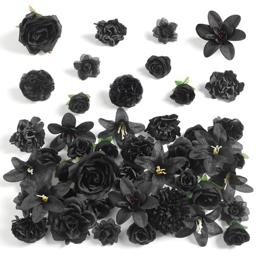 rongflower Fake Flower Heads for Crafts - Black...