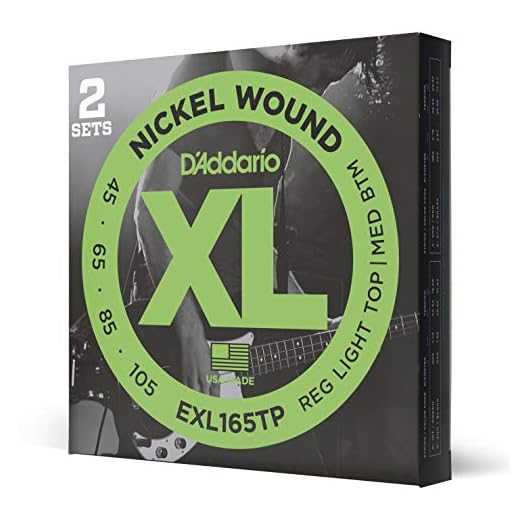 D'Addario Cuerdas Bajo - Cuerdas Bajo Electrico Cuerdas - EXL165TP - Custom Light, 45-105 2-Pack - Escala Larga, Custom Light, 45-105 (2-Pack), Long Scale
