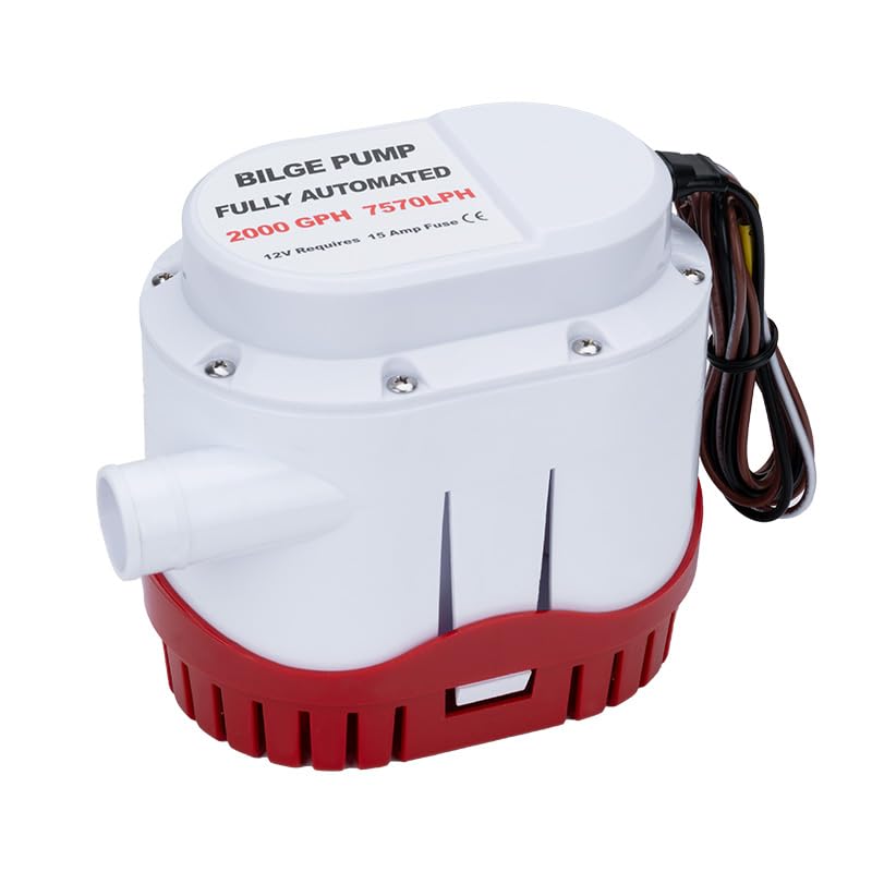 NEWMAIX 12V 2000GPH Automatic Electric Bilge Pump Marine Boat Submersible Water Pump with Built in Float Switch