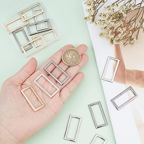 Image of GORGECRAFT 1 Box 3 Colors 15PCS Metal Flat Rectangle Rings Buckle 1-1 /5 inch(30mm) Square Strap Webbing Belt Rings Rectangular Metal Loops Strap for Bag Belt Strap Heavy Duty, Gun Black Gold Silver