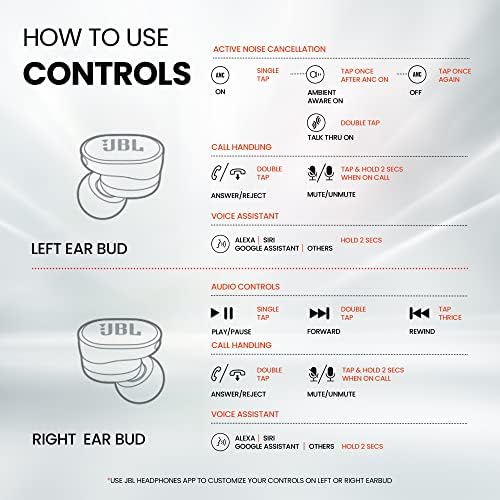 JBL Tune 130NC TWS In-Ear Headphones - True Wireless Bluetooth headphones in charging case with Active Noise Cancelling and up to 40 hours battery life, in white