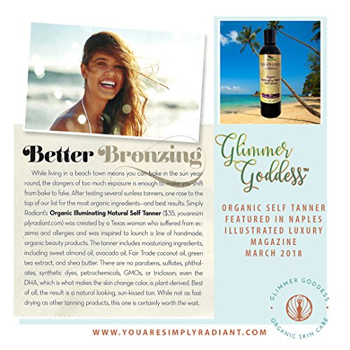 Image of Glimmer Goddess Organic Self Tanner Lotion, Sunless Tanner Lotion - with Shea Butter, Avacado Oil & Almond - Regular, 8oz