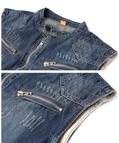 Chaleco vaquero con bolsillos para hombre cazadora jeans sin mangas 4