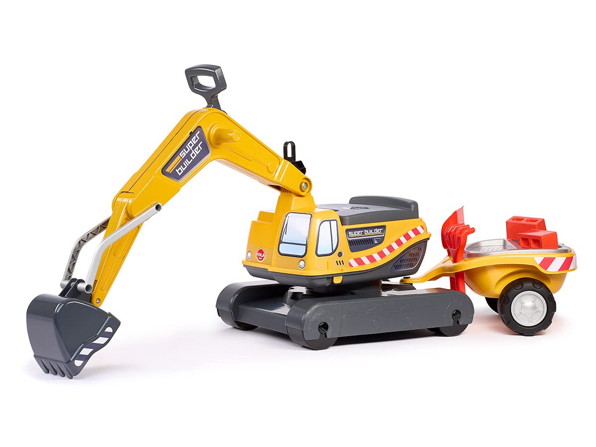 Pelleteuse Jouet Enfant Falk Super Builder - Cabine Rotative 360° Avec Remorque Accessoires