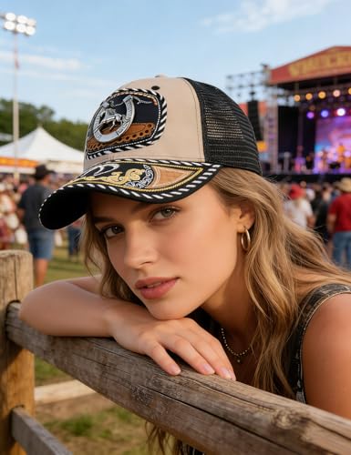 Image of TOPACC Western Trucker Hat for Men Women Cowboy Country Hat Snapback Cap