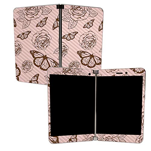 Image of MIGHTY SKINS MightySkins Carbon Fiber Skin for Microsoft Surface Duo - Butterfly Garden | Protective, Durable Textured Carbon Fiber Finish | Easy to Apply | Made in The USA