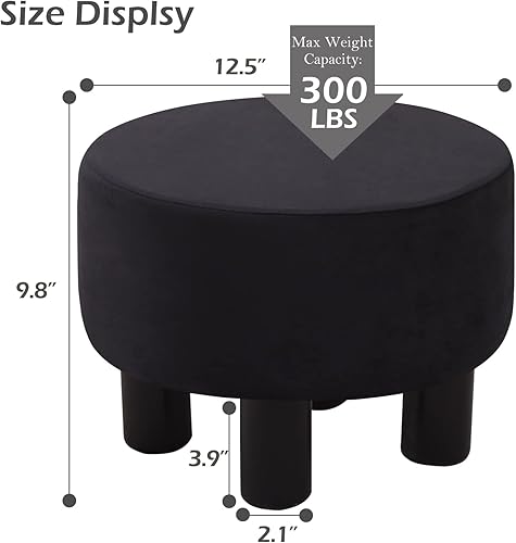 Miniatura 2 de Cpintltr Taburete otomano redondo de terciopelo, reposapiés tapizado, taburete otomano, 4 patas de madera con almohadillas antideslizantes,