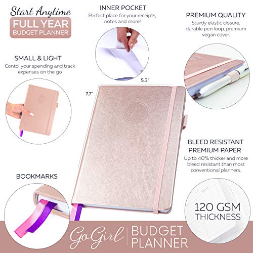 Gogirl Budget Planner And Monthly Bill Organizer – Financial Planner Organizer Budget Book. Bill Book To Control Your Money. Undated – Start Any Time, 5.3" X 7.7", Lasts 1 Year – Rose Gold #TOP2