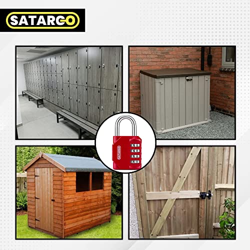 Image of 4 Digit Combination Lock for Locker Room Lock - Cut Resistant Gym Locker Lock with Code - Indoor Outdoor Padlock Small Combo Lock (Red, 2 Pack)