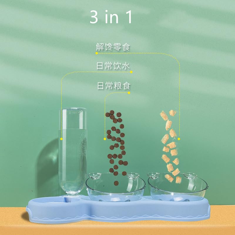 Comedero Elevado Perro con Tazones Cuenco for gatos, alimentador automático 3 en 1, cuenco de comida for perros y gatos con fuente de agua, cuenco doble for beber, soporte elevado, cuencos for gatos (