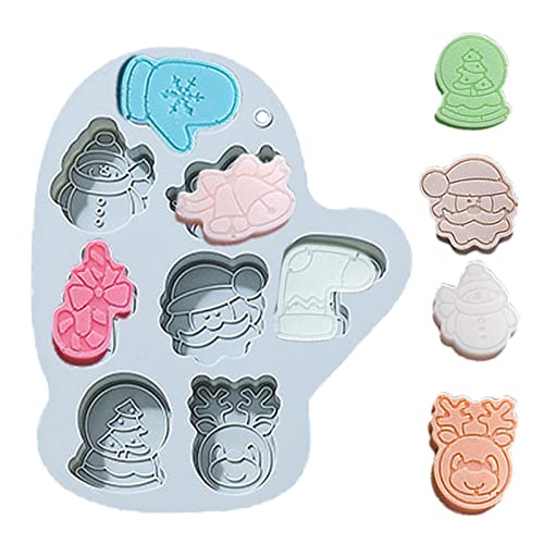 Silicone Natal | bolo padrão luva Natal - Bandejas bolo gelatina chocolate com 8 formas para present