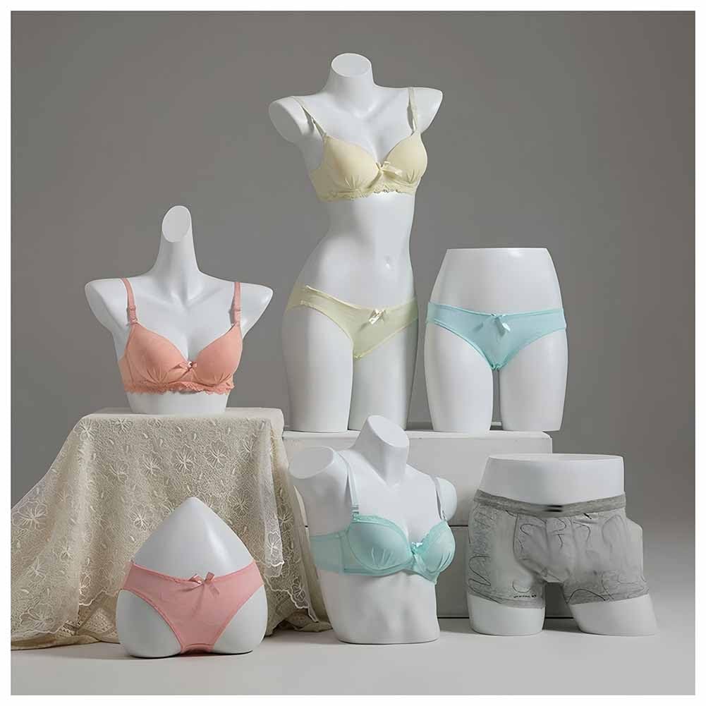 Maniquí Femenino de Medio Cuerpo con Curvas para exhibición de lencería y Ropa Femenina, Ideal para Tiendas, fotografía y escaparates (Blanco, 46 cm)