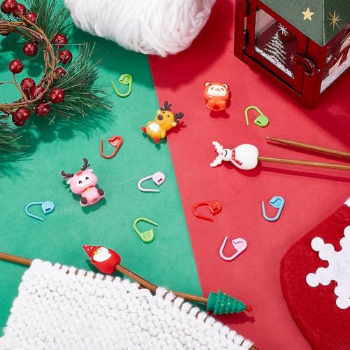 SUNNYCLUE 92PCS Knitting Needle Stopper Needles Protectors Cute Animal Snowman Santa Claus Christmas Tree Knitting Marker Pins Stitch Stoppers Bulk for Knitting Crocheting Sewing Accessories Xmas Gift - Image 4