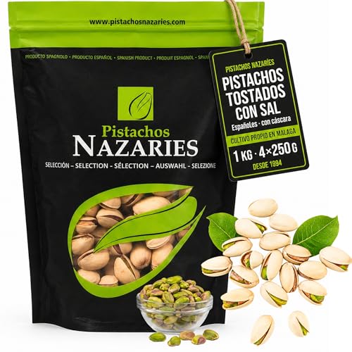 Pistachos cultivados en España, tostados y salados. 4x250 gramos Saludable Aperitivo Para Picar Fitness Proteico Cultivo Propio Andalucia Frutos Secos Naturales Vegano Sin Gluten