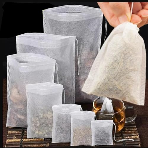 100pcs Disposable Tea Filter Bags Drawstring Non-woven Fabric Tea Filter Bags for Coffee Spice Multi-size Kitchen Tool,10cmx12cm