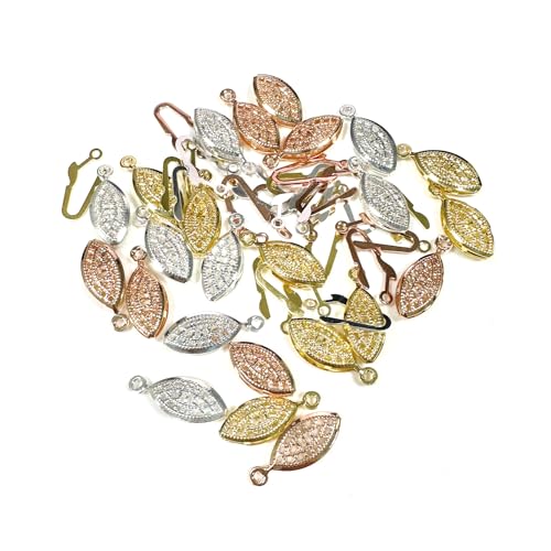 NILLOS Filigree Pearl Clasp, 30 PCS Stainless Steel Oval Hollow Jewelry Slide Clasps for Jewelry Making, DIY Craft (3 Colors)