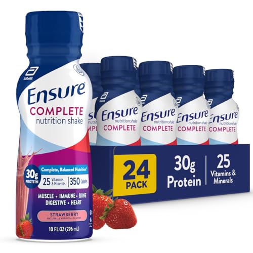Ensure complete Strawberry Nutrition Shake Complete Balanced Meal Replacement Ready to Drink 30g Protein 25 Vitamins & Minerals 10 fl oz24 Pack