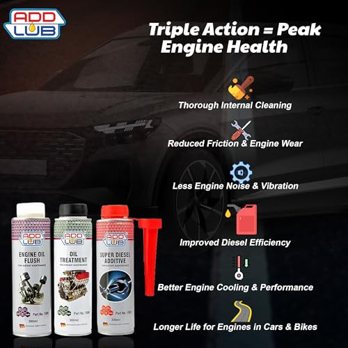Image of ADD LUB Diesel Additive and Oil Treatment and Engine Flush for Cars & Motorbike 300ML Each