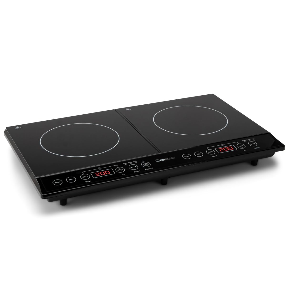 Clatronic DKI 3609-Piastra ad induzione doppia portatile, 10 livelli di temperatura, 3500 W