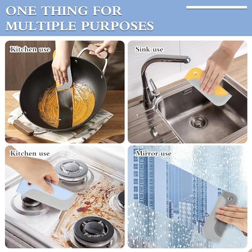 Image of 2 Pcs Mini Silicone Wiper Squeegee for Bathroom, Kitchen Sink, Wash Basin, Mirror & Window Glass Cleaning, Flexible Water Scraper Blade for Countertop & Home Use