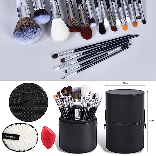 Bueart Design Pro Makeup Artist Brushes Set 34Pcs Deluxe Real Goat Hair Horse Hair Makeup Brush Set With Extra Large Holder Professional Labeled Makeup Brush Set With Natural Pony Hair #TOP5
